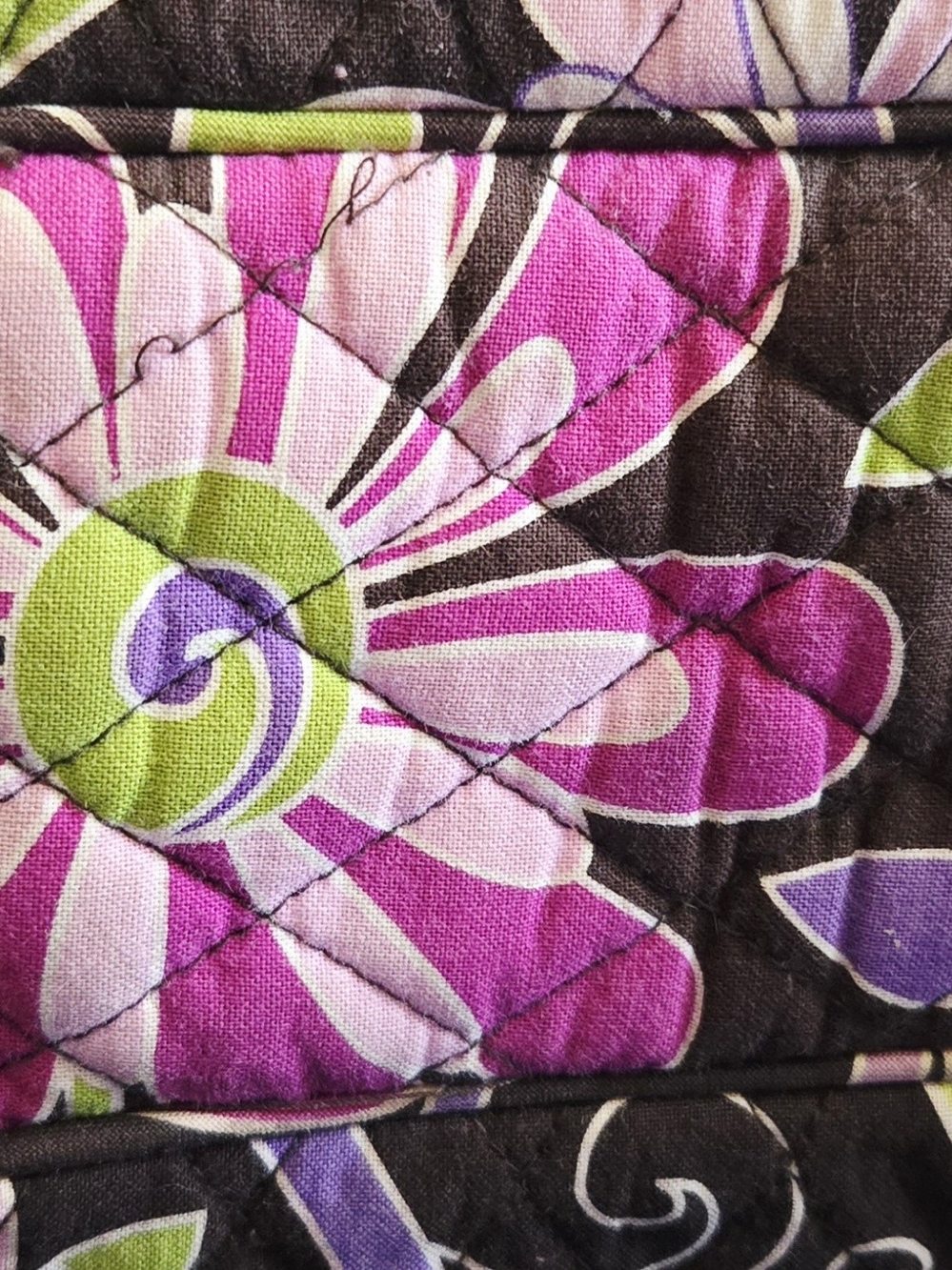 Vera Bradley Brown Floral Quilted Shoulder Bag with Pink & Green Accents - Picture 2 of 3